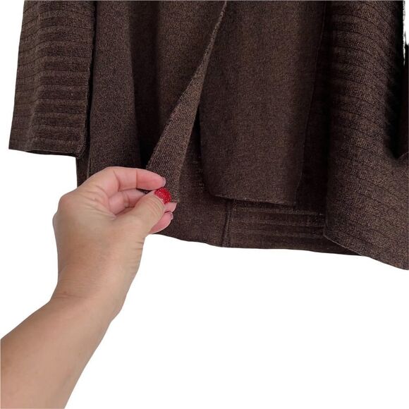 Clorinda Made in Italy Merino Wool Blend Wrap Cardigan Sweater Chocolate Brown S - Picture 3 of 7